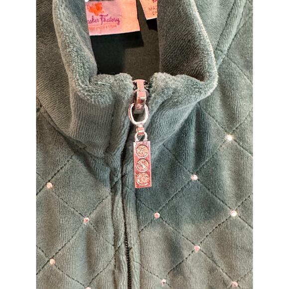 Quacker Factory Green Velour Sparkle vest Medium Preowned - Picture 3 of 5